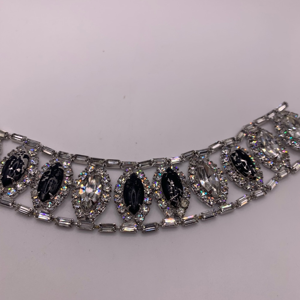 #126 Rare find. Stunning vintage 1920’s Hobe silver tone rhinestone  bracelet - Picture 4 of 10